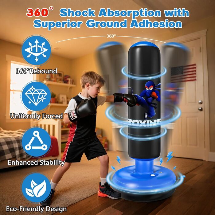 Дитячий боксерський мішок Qoosea 160см з рукавичками та насосом, для карате, кікбоксингу, тхеквондо (3-12 років)