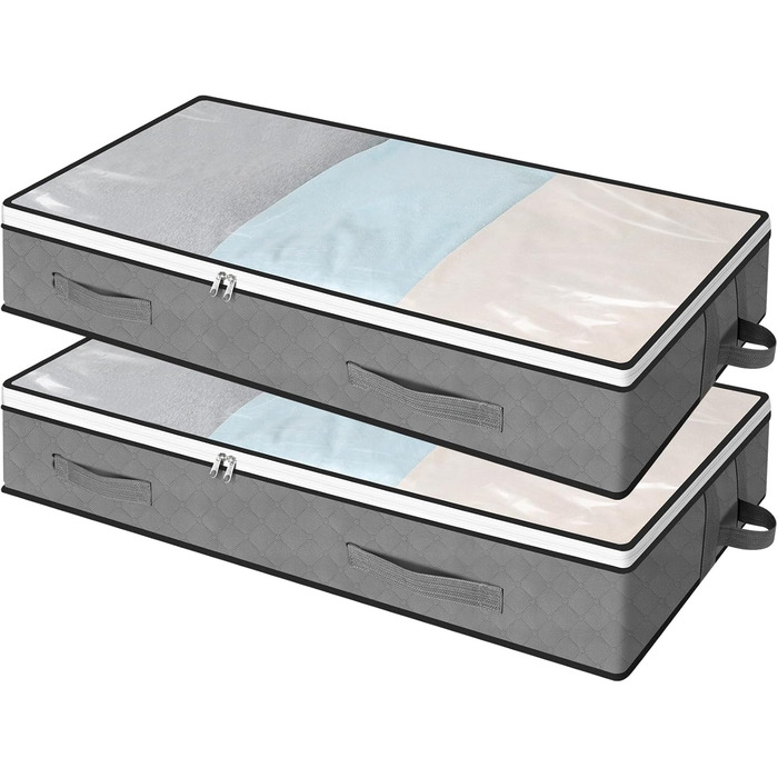 Коробки для зберігання під ліжко AiQInu (2 шт.) 100x50x18 см, складні, з вікном, для одягу, ковдр, постільної білизни