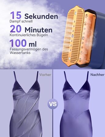 Праска Sundu Steamer: 2-в-1 відпарювач та праска для одягу, мобільна, з LED дисплеєм, 4 режими, блакитна