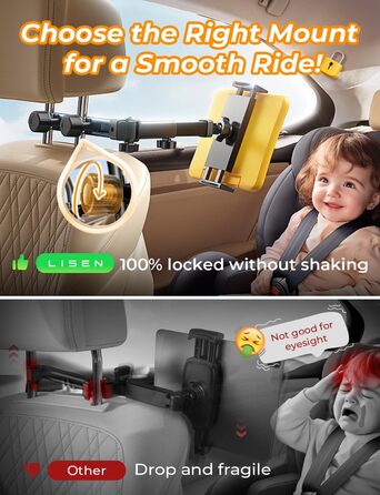 Утримувач для iPad/Samsung, універсальний автотримач для планшетів, органайзер в авто, чорний