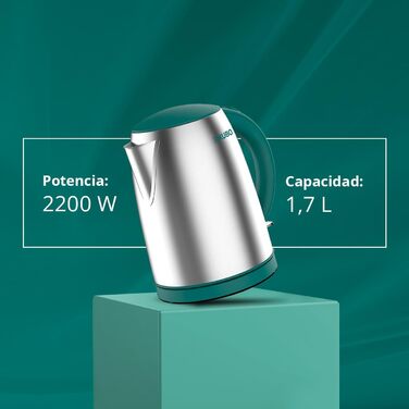 Електричний чайник Kubo з нержавіючої сталі, 1.7 л, 2200 Вт, захист від накипу та забруднень