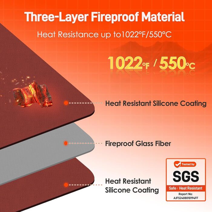 Термостійкий килимок 40 x 45 см, 1 мм - захист від нагріву для фритюрниці, вогнестійкий килимок для кухонних стільниць, масло- та водовідштовхувальний, легко миється, 1 шт. (Червоний, 30 x 45 x 0.1 см)