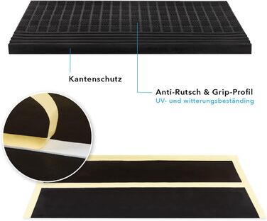 Rubber Threshold Ramps - Non-Slip Floor Transition Mats for Indoor/Outdoor Use - 5 Piece Set (65x25cm Diamond Design)