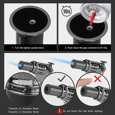 Вітростійка запальничка PIPITA з блокуванням безпеки, регульоване полум'я, одноразове, заправне, для кемпінгу, кулінарії, крему брюле (без газу)