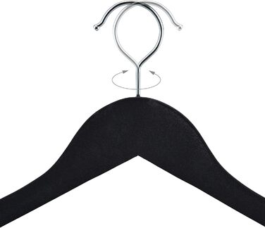 Relaxdays Velvet Clothes Hangers, 10-Piece Set, Wide Shoulders, Hanger with Trouser Bar, 360° Swivel Hook, Suit Hanger, Black