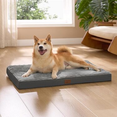Крісло-ліжко для собак середніх порід BEDSURE - 89x56x7 см. Комфортне килим для собак з антиковзною основою та знімним, пральним чохлом. Матрац для собак з піною 