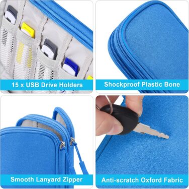 Органайзер для аксесуарів Lacdo: чохол для USB-накопичувачів, кабелів та флеш-пам'яті (блакитний)