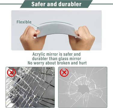 Клейкі дзеркала 10 шт., 20x20 см, 2 мм акрил, самоклеючі дзеркала для ванної, вітальні, спальні, шафи