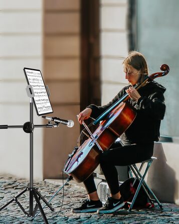 Тримач для iPad з мікрофоном Elitehood: регульований, 360° обертання, сумісний з iPad Pro, Air, Mini та іншими пристроями (4-12.9