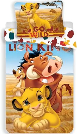 Комплект постільної білизни Disney 'Король Лев' для малюків та дітей (100x135 см + 40x60 см) – 100% бавовна – Офіційний ліцензований продукт