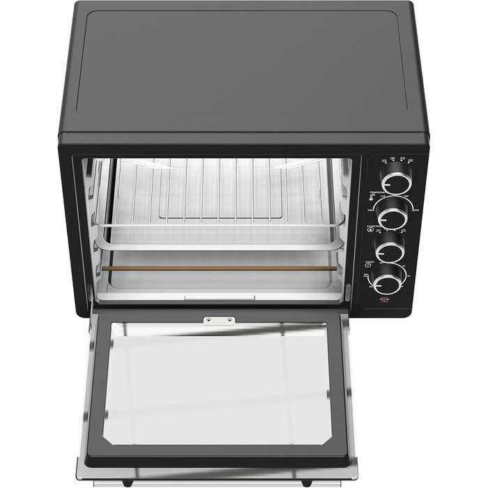 Міні-піч TurboTronic 35л з конвекцією, чорна, 1600W, з 2 дека, таймером, функцією грилю та піци