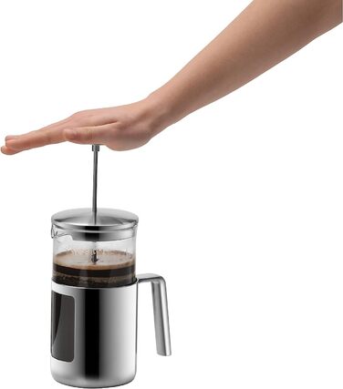 WMF Kult Coffee Press 1l, French Press, Coffee Maker for 6 Cups, Glass, Brushed Cromargan Stainless Steel, Dishwasher Safe