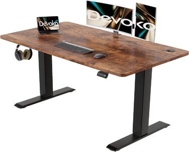 Devoko Electric Height Adjustable Standing Desk - Ergonomic Sit-Stand Computer Desk with Memory Function (White, 120 x 60 cm)
