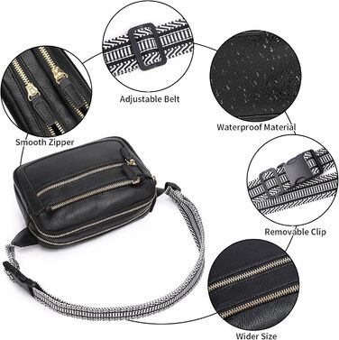 Чоловіча та жіноча поясна сумка з шкіри, універсальна, на пояс/через плече, чорна, 9#