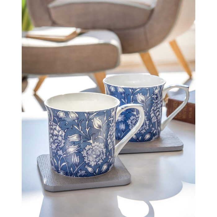 V&A 2-Piece Set William Morris - Wild Tulip Fine Bone China Mug, 230 ml (8 fl oz)