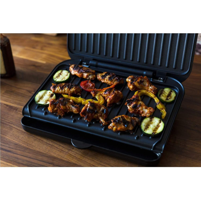 George Foreman 25800 Grill with Grill Plate, Cooktop & Toaster - Fast Heating & Easy Cleaning, Black