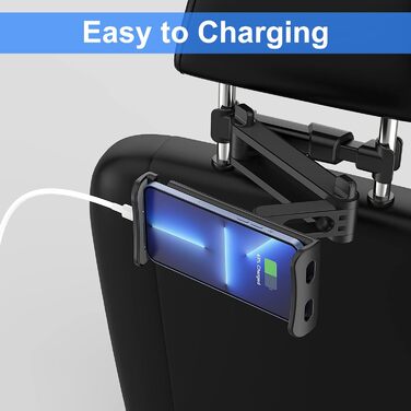 Підставка для планшета/телефону на заднє сидіння авто з поворотним кріпленням 360°, сумісна з усіма планшетами та телефонами (чорний)