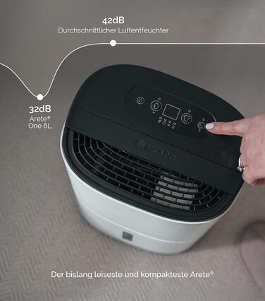 Зволожувач повітря MeacoDry Arete One 6L з очищувачем повітря | Компактний, тихий (32 дБ), для спальні, невеликих приміщень та квартир | Фільтр HEPA H13 | 1,8L резервуар | AreteOne-6L