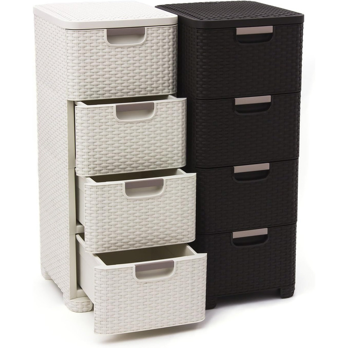 CURVER комод з 4 шухлядами STYLE, темно-коричневий, плетений, пластик, 33x38x79 см