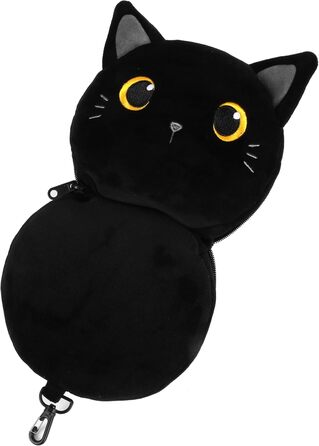 I-TOTAL® - Pillow with Sleep Mask, Locking Pillow with Hook for Travel (BLACK CAT)