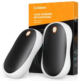 Електричні грілки для рук Cnkeeo 2 шт. з роздільним магнітним з'єднанням, Powerbank USB, 3 режими нагріву, для активного відпочинку, риболовлі, полювання, чорно-білі