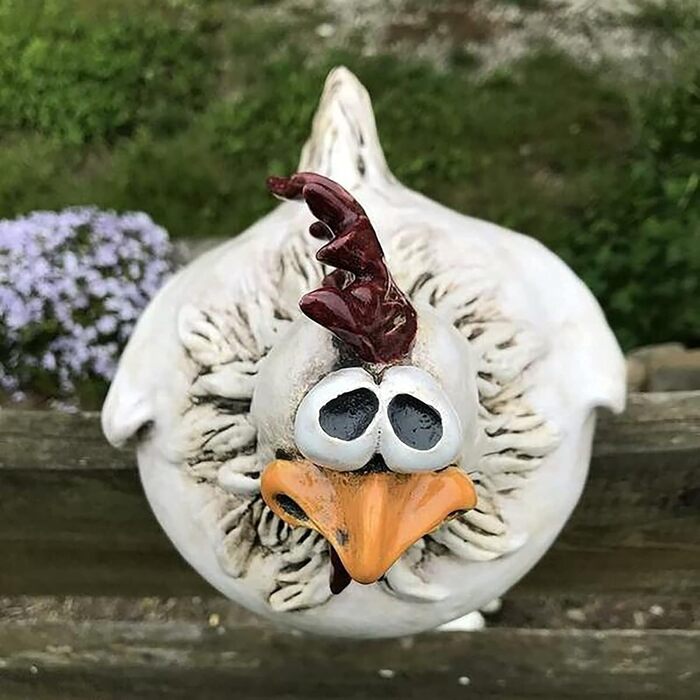 D-Rings Chicken Ceramic Garden Decoration, Chicken Decoration, Garden Statues, Outdoor Decoration, Ornament, Garden Statue, Decorative Garden Figure, Chicken Garden Stake, Backyard for Outdoors
