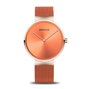 Кварцовий годинник Bering Unisex 39 мм зі сталевим корпусом, міланським плетінням та сапфіровим склом, 5 ATM (14539-565)