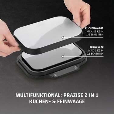 Кухонні ваги CASO Design KitchenDuo: без батарейок, до 5 кг з кроком 1 г, Testsieger Haus & Garten Test
