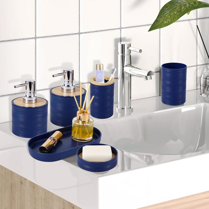 Набір аксесуарів для ванної кімнати XLHOMO Marineblau (темно-синій)
