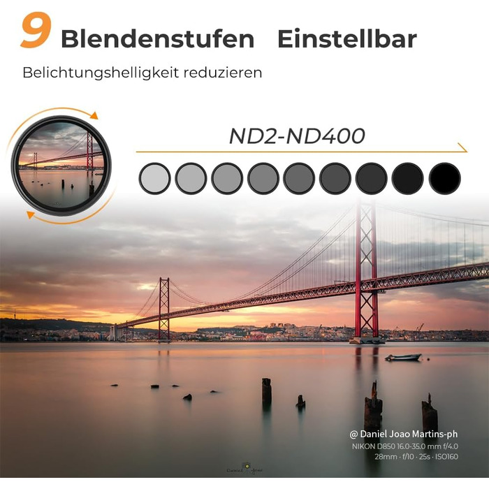 Фільтр ND Variabler K&F Concept Nano-Klear (40.5mm) ND2-ND400, 1-9 ступенів, з 3 серветками для чищення