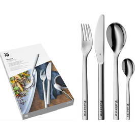 WMF Cutlery Set Nuova with Engraving as Desired, 4-Piece Stainless Steel with Box, NEW