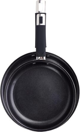 Набір кухонних сковорідок Bergner Loja Reeco (3 шт. 18-22-26 см) + лопатка з алюмінію, індукційне дно, чорний