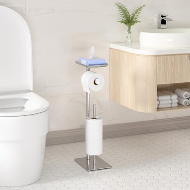 Настінний тримач для туалетного паперу з полицею, хромований, з місцем для 4 запасних рулонів