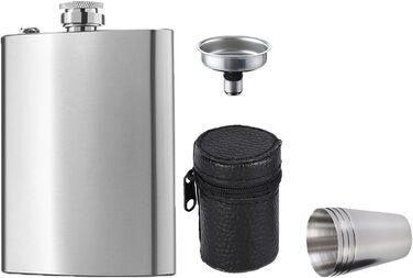 Фляга з воронкою та 4 маленькими чашками Zixrmor 1X304, 8oz (227 мл), з нержавіючої сталі, срібна
