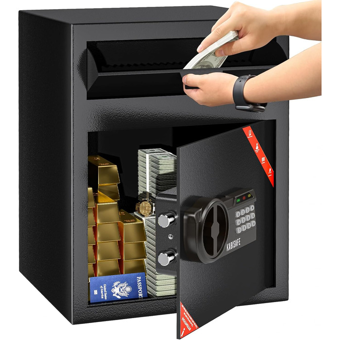 KABISAFE 45L Головний сейф для дому: електронний сейф з кодовим замком, ключем та сенсорним освітленням, для зберігання грошей, ліків та документів