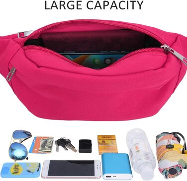 Сумка на пояс для жінок та чоловіків. Ідеальна для туризму, фітнесу, їзди на велосипеді, активного відпочинку та подорожей. Сумка-шоппер, гаманець, пакунок (D1-rose, червоний)