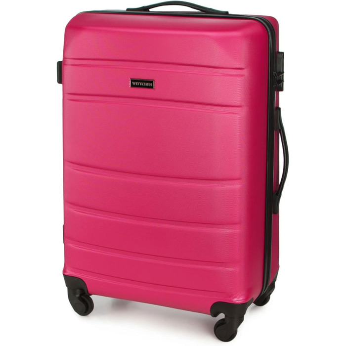 Набір валіз WITTCHEN Globe Line: 4 валізи, жорсткий корпус ABS, телескопічна ручка, кодовий замок, 4 колеса. Підходить для Lufthansa, Eurowings, Ryanair, Condor, Discover Airlines (Рожевий)