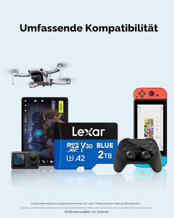 Карта пам'яті MicroSDXC Lexar Blue 256GB, швидкість до 160 МБ/с, UHS-I (набір 2 шт.)