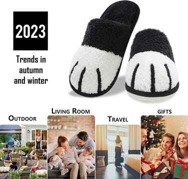 Чорні домашні тапочки MAXTOP з м'якого плюшу у вигляді кігтика кота з пам'ятівою піною, жіночі, 38/39 EU