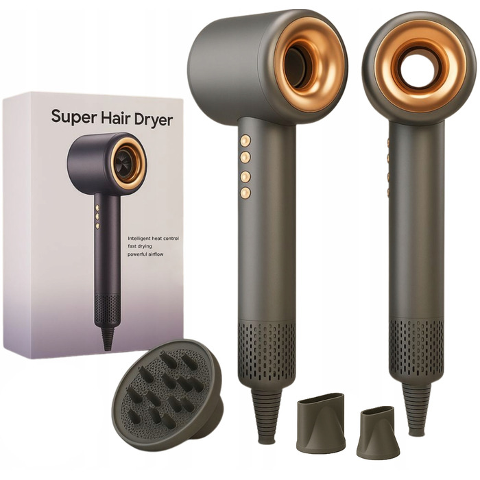 Професійний фен для волосся з іонізацією, 1500 Вт, 4 насадки