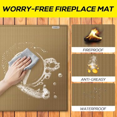 Килимок під гриль, захист від вогню, 105x60 см, для газового гриля, силікон-склотканина, коричневий