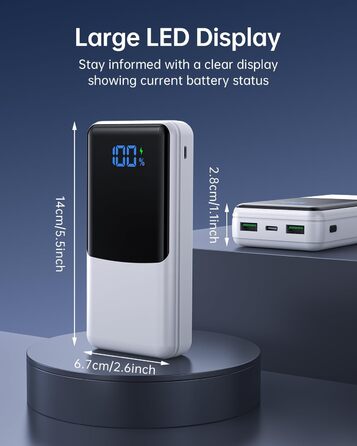 Power Bank Coblob 27000mAh з LED дисплеєм: швидка зарядка 30W USB-C, 3 виходи, 2 входи для смартфонів, планшетів, AirPods та іншого