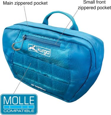 Фляга для собак Kurgo RSG, знімний чохол, сумісна з MOLLE, кріплення для службового нашийника, блакитна, універсальний розмір (сумка на сидіння, чорна)