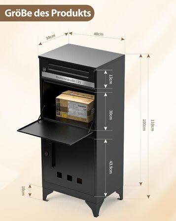Поштовий ящик вуличний Edestahl Anthrazit з газетницею (37x37x10 см) та індивідуальним іменним шильдиком. Водонепроникний, з наклейкою проти небажаної реклами.