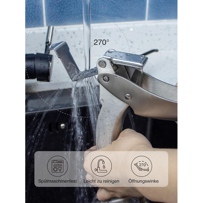 Преміум-прес для часнику з нержавіючої сталі EN 1.4301 – не потребує очищення, придатний для миття в посудомийній машині, інтегрований дизайн, легко чистити, 5 років гарантії