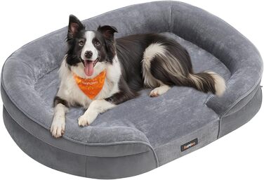 Крісло-ліжко для собак Feandrea, ортопедичне, велике, 106x76x18 см, водовідштовхувальне, знімний чохол, сіре