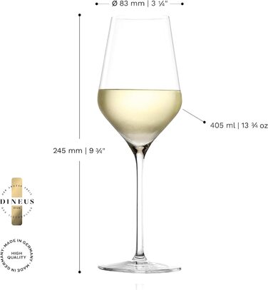 Stölzle Lausitz White Wine Glasses Quatrophil 6-Piece Set, 405 ml – High-quality wine glasses ideal for white wine & aperitif – Elegant white wine bowl made of crystal glass – dishwasher-safe & Made in Germany