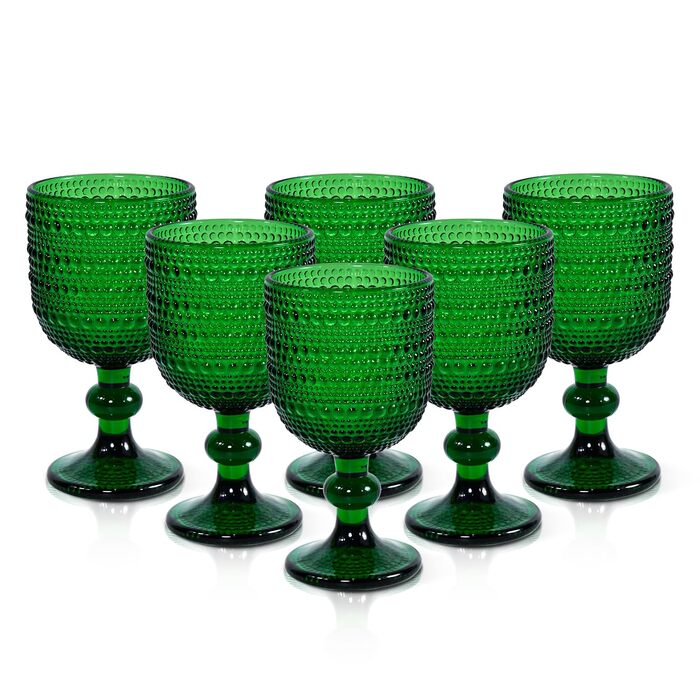 Набір вінтажних келихів для вина, 350 мл, 6 штук, кришталеве скло з тисненням, придатні для миття в посудомийній машині, рожеві