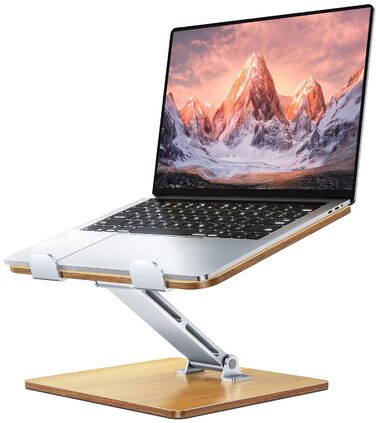Підставка для ноутбука Holz + Aluminium, регульована, ергономічна, сумісна з MacBook Pro/Air, 10-16