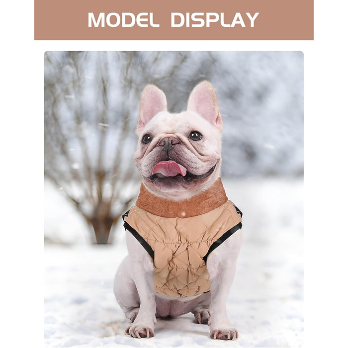 Dog coats with harness, winter warm jacket windproof pet clothing with pocket design snowsuit dog coats for small to medium dogs (M, Khaki)